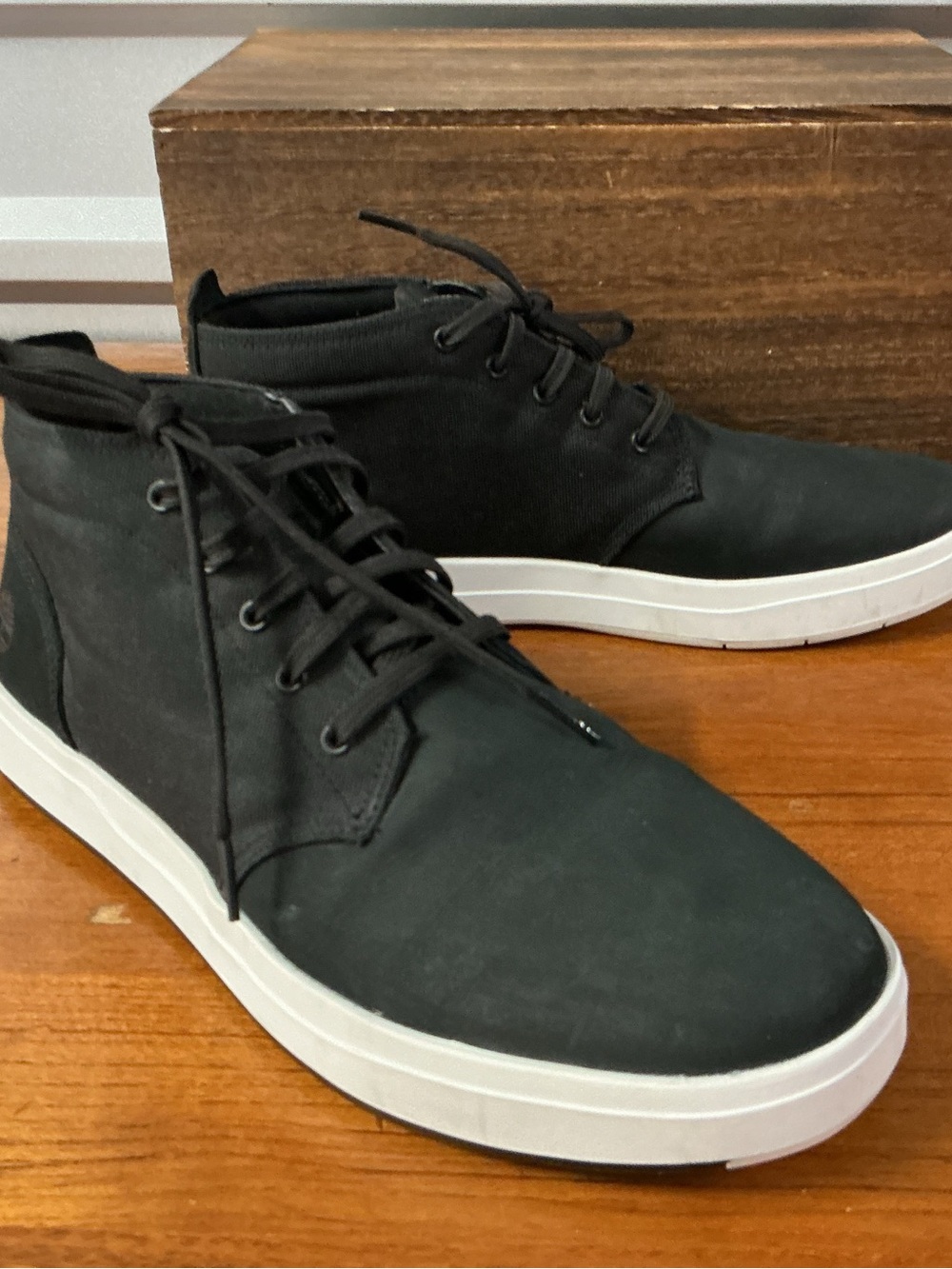 Timberland Men Davis Square Chukka Lace Up Leather Cordura Black Shoe Size 12